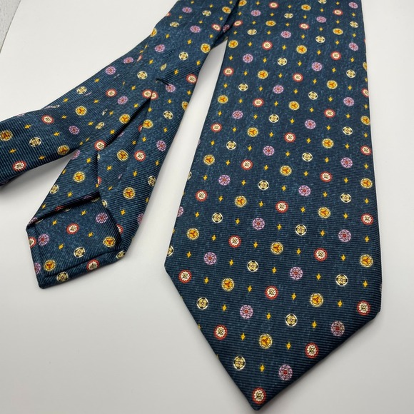 BVLGARI Silk Necktie Men Blue Patterned Designer Luxury Formal